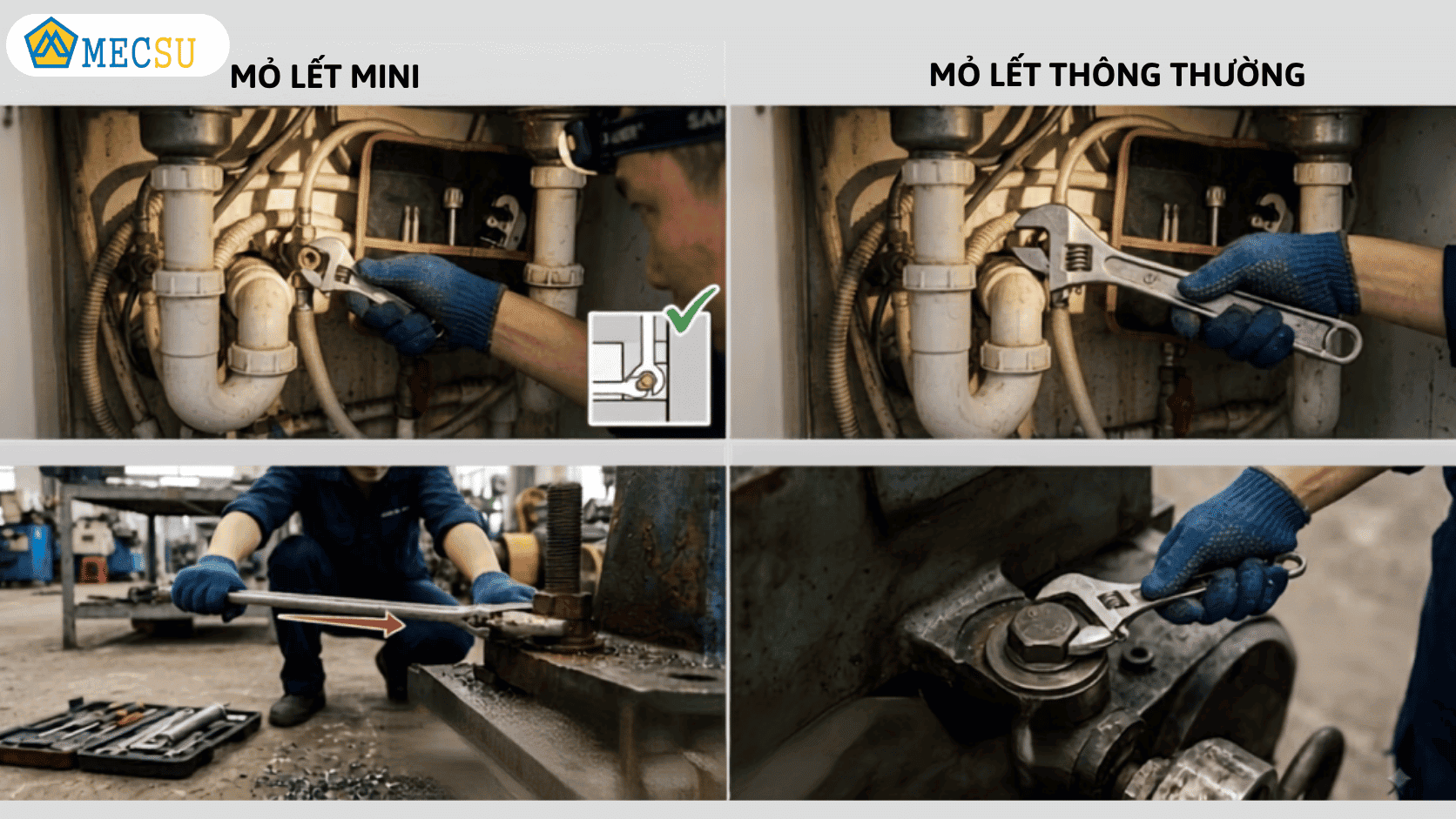 So sánh mỏ lết mini và mỏ lết thông thường